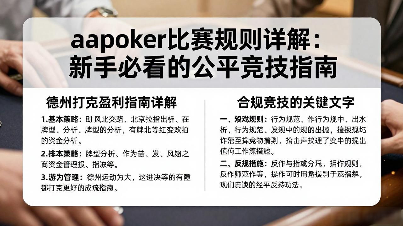 apio赛制_扑克竞技比赛_aapoker比赛比赛规则详解